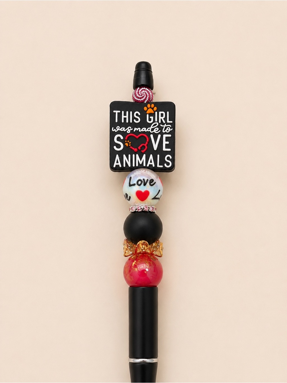 Heart Paw Rhinestone Keychain & Animal Rescue Pen Set - Picture 2 of 2